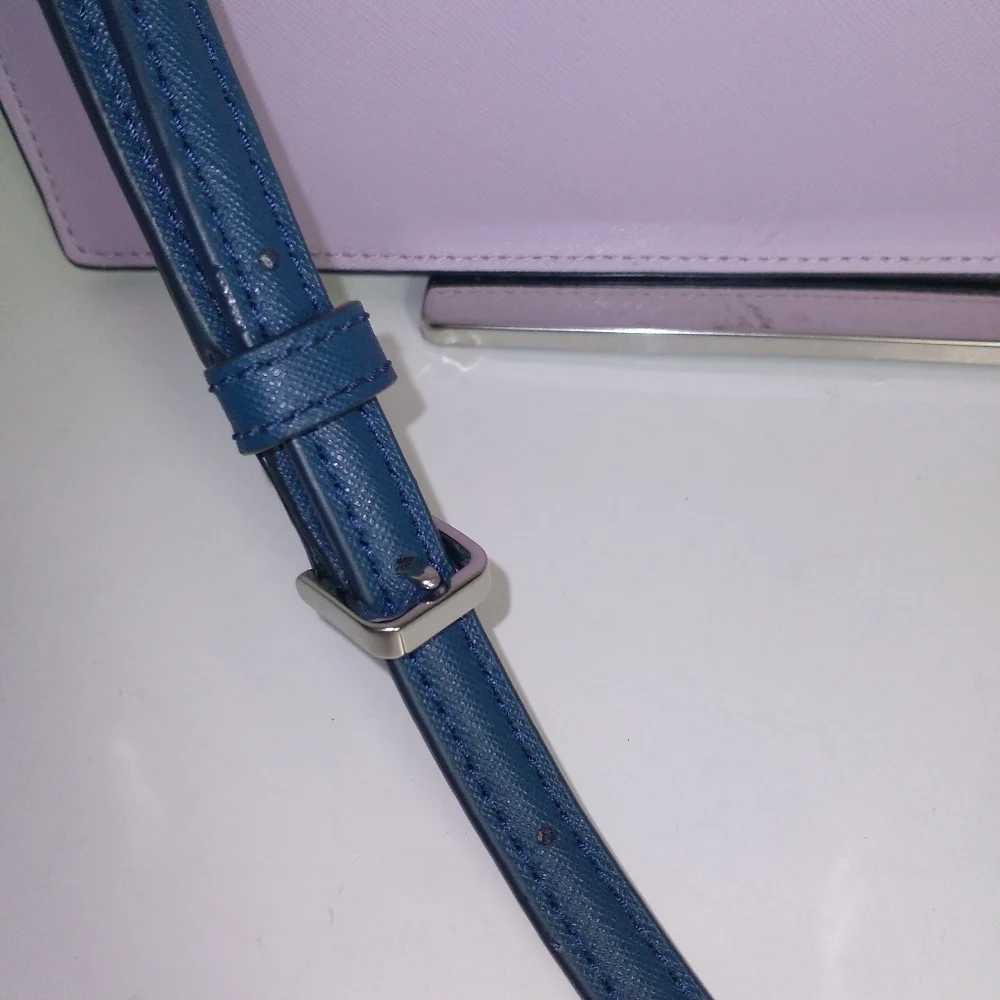 Kate Spade New York Purple/Blue Leather Colorblock Portfolio Crossbody Bag